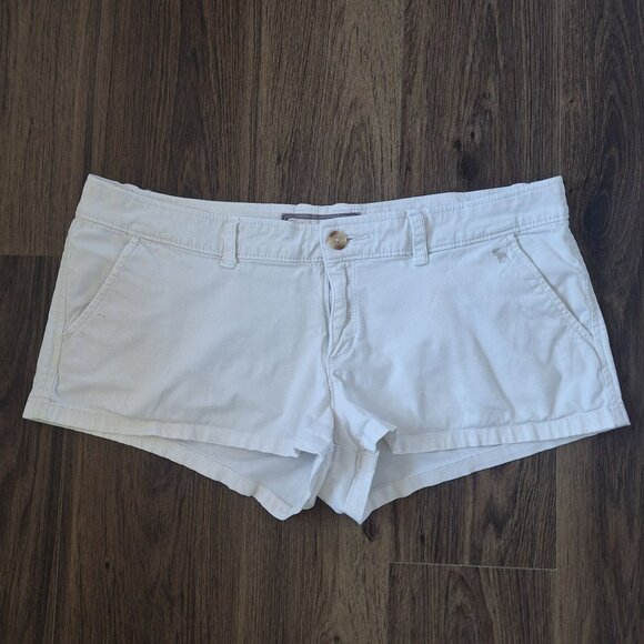 💙 Vintage Abercrombie & Fitch Ultra Short Low Rise Shorts Size 12 Y2K 2000s Pre - Picture 1 of 8